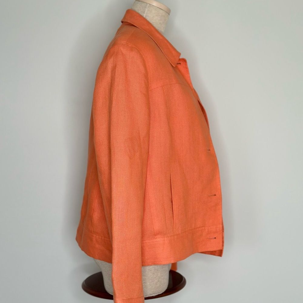 Talbots Women's Irish Linen Button Front Blazer Jacket Orange Size 14 - Picture 2 of 7